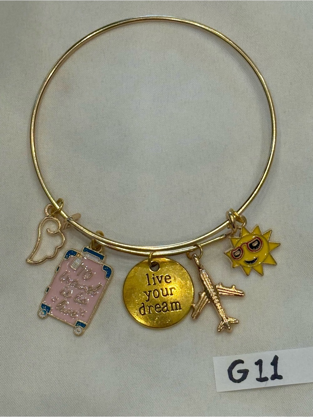 G11 Sun Travel Dream Vacation Charm Bangle Bracelet